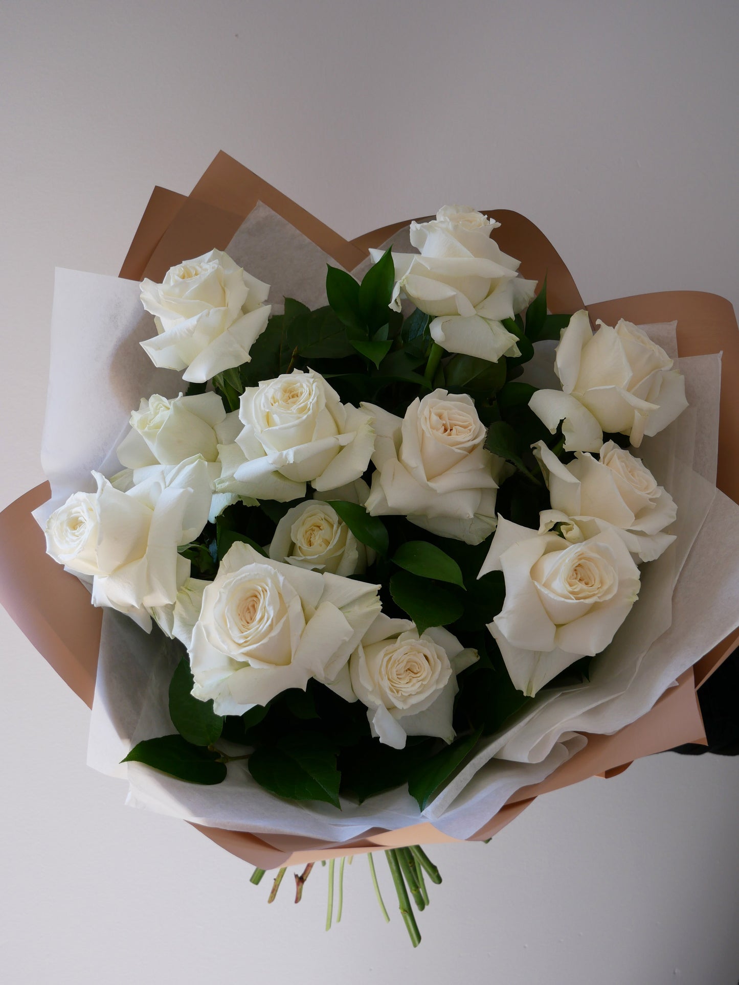 Bouquet of 1 dozen white roses by Floral Esthetics