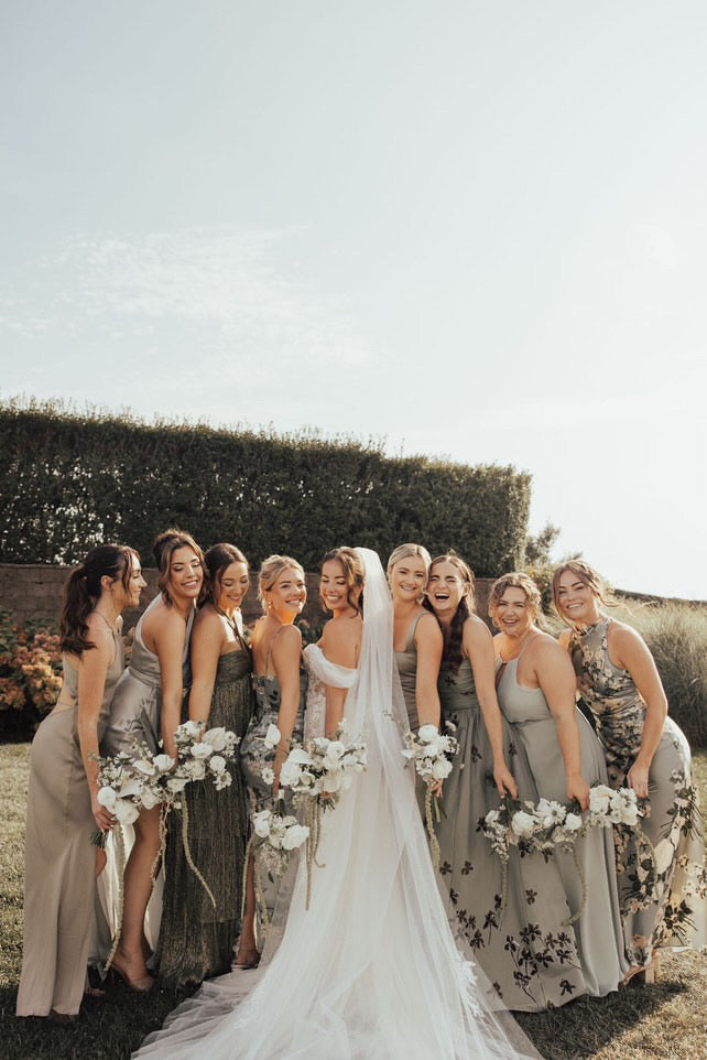 Cape Cod Bride & Bridesmaids with modern florals by Floral Esthetics at Wychmere Beach Club 