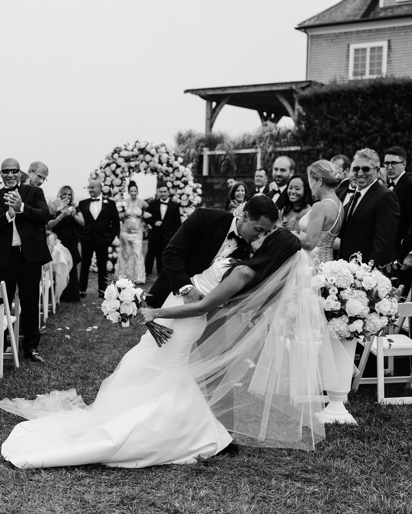 Cape Cod wedding ceremony B&W at Wychmere Beach Club