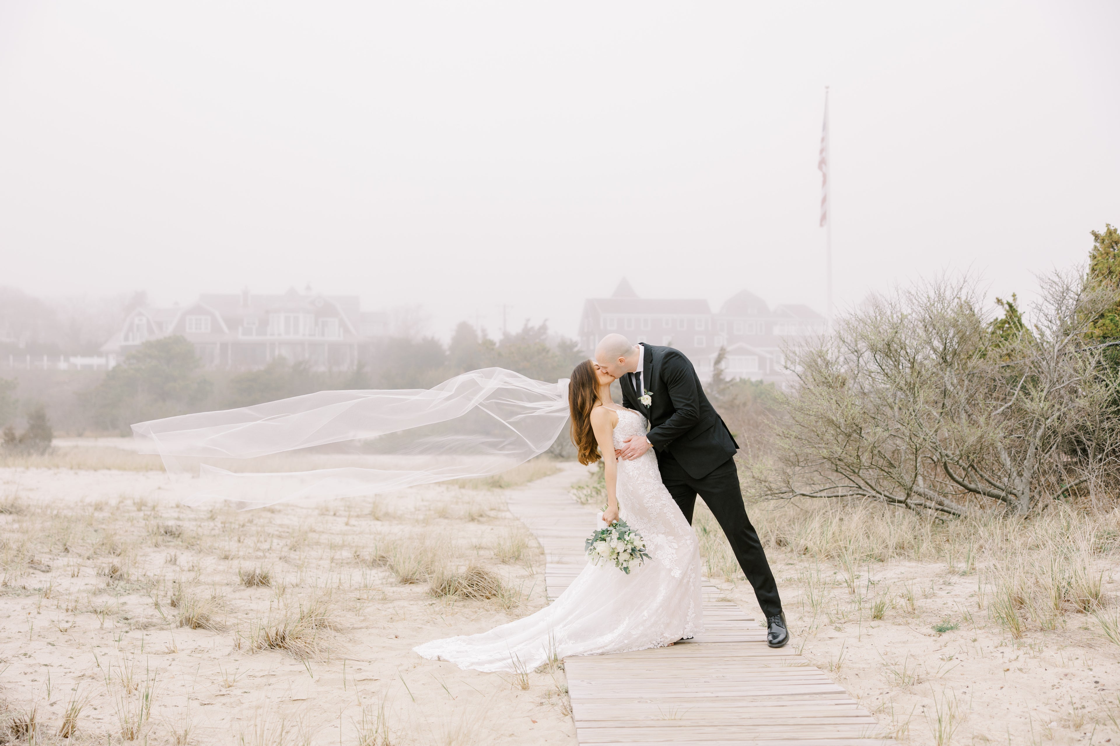 Elegant couple at Wychmere Beach Club, Cape Cod